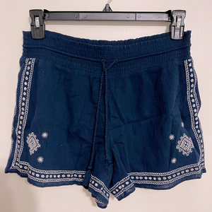 J Crew Navy Pull On Embroidered Shorts‎ | Size 6